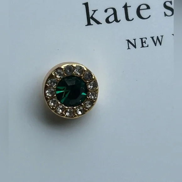 Sold- Kate Spade You’re A Gem Pave Halo Studs In Emerald Green Colour New - Picture 7 of 9